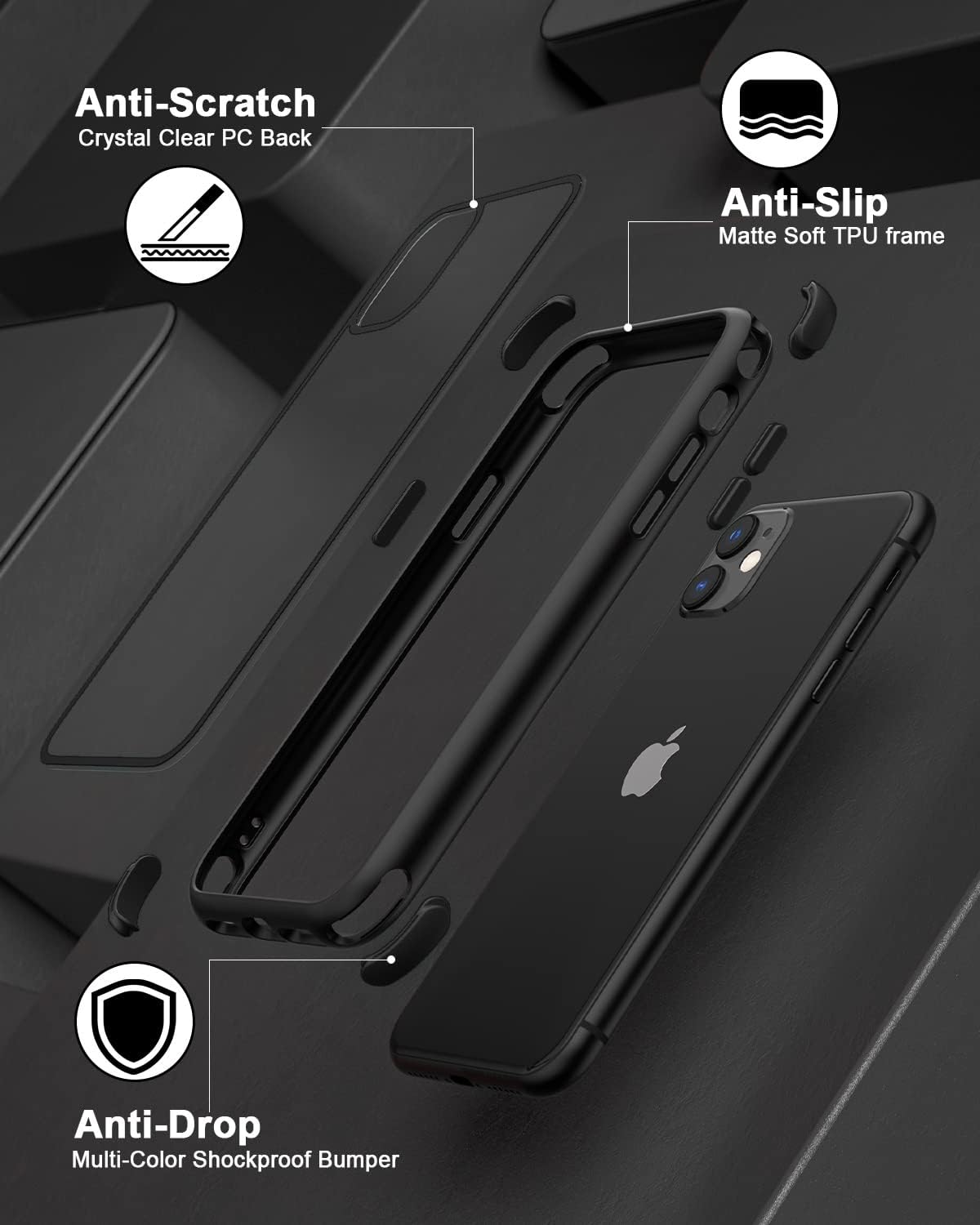 iPhone 11 Case Black Ultra Thin Hybrid Shockproof TPU Bumper Anti Scratch Mobile Arcade Ltd