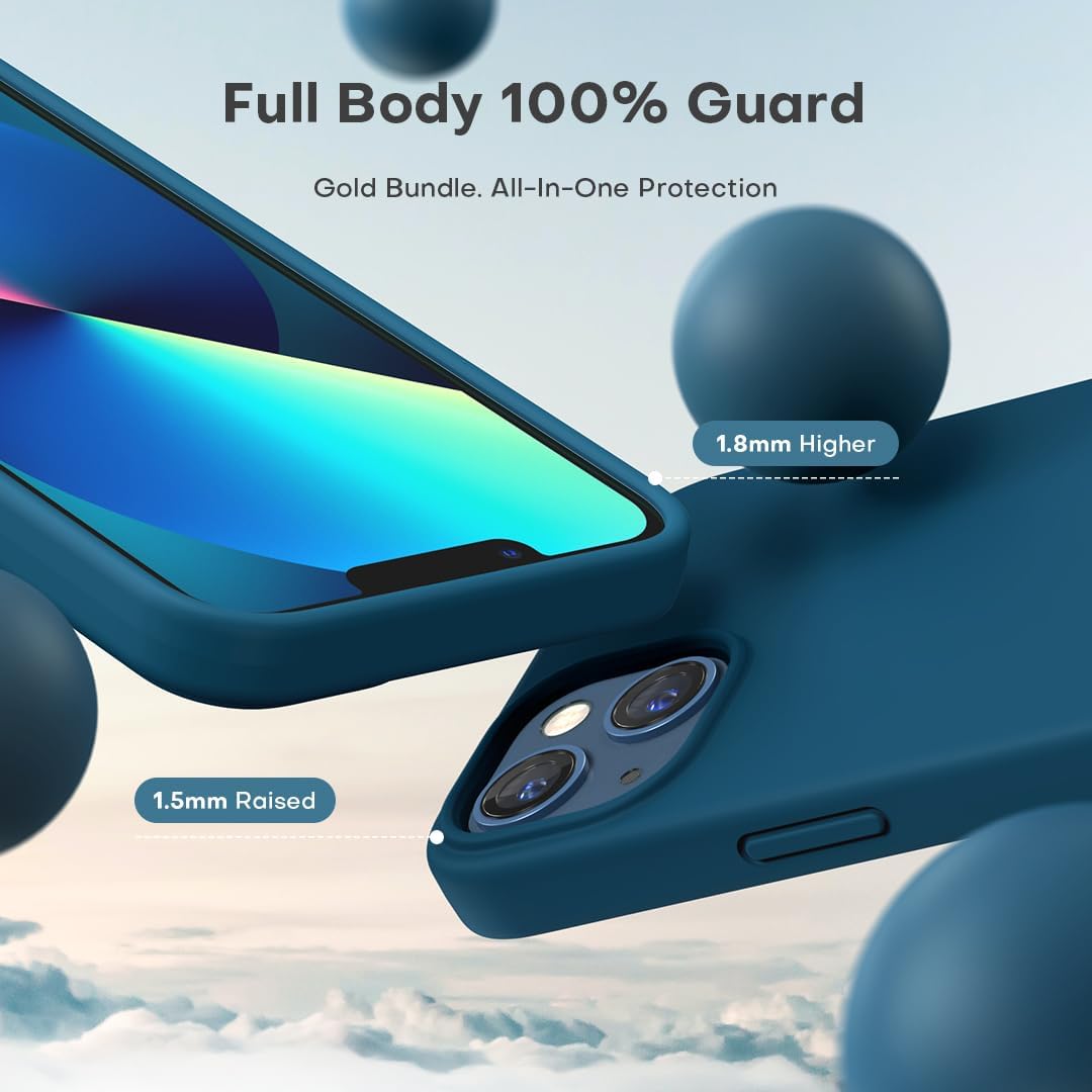 iPhone 13 Case Midnight Blue Silicone Slim Shockproof Soft Touch Cover 6.1" Mobile Arcade Ltd