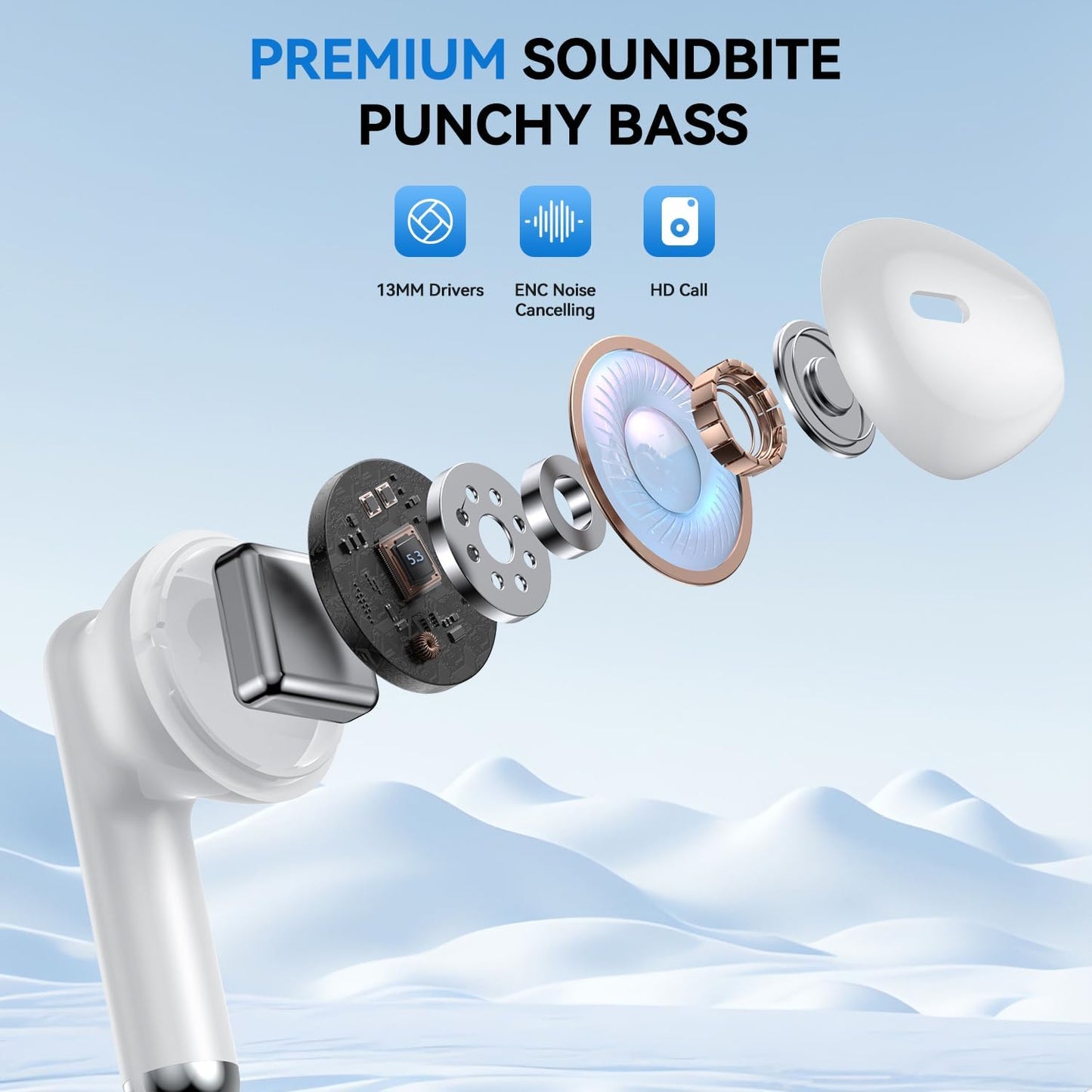 Bluetooth 5.4 Wireless Earbuds with Power Display Case, 50H Playtime, IPX7 Mobile Arcade Ltd