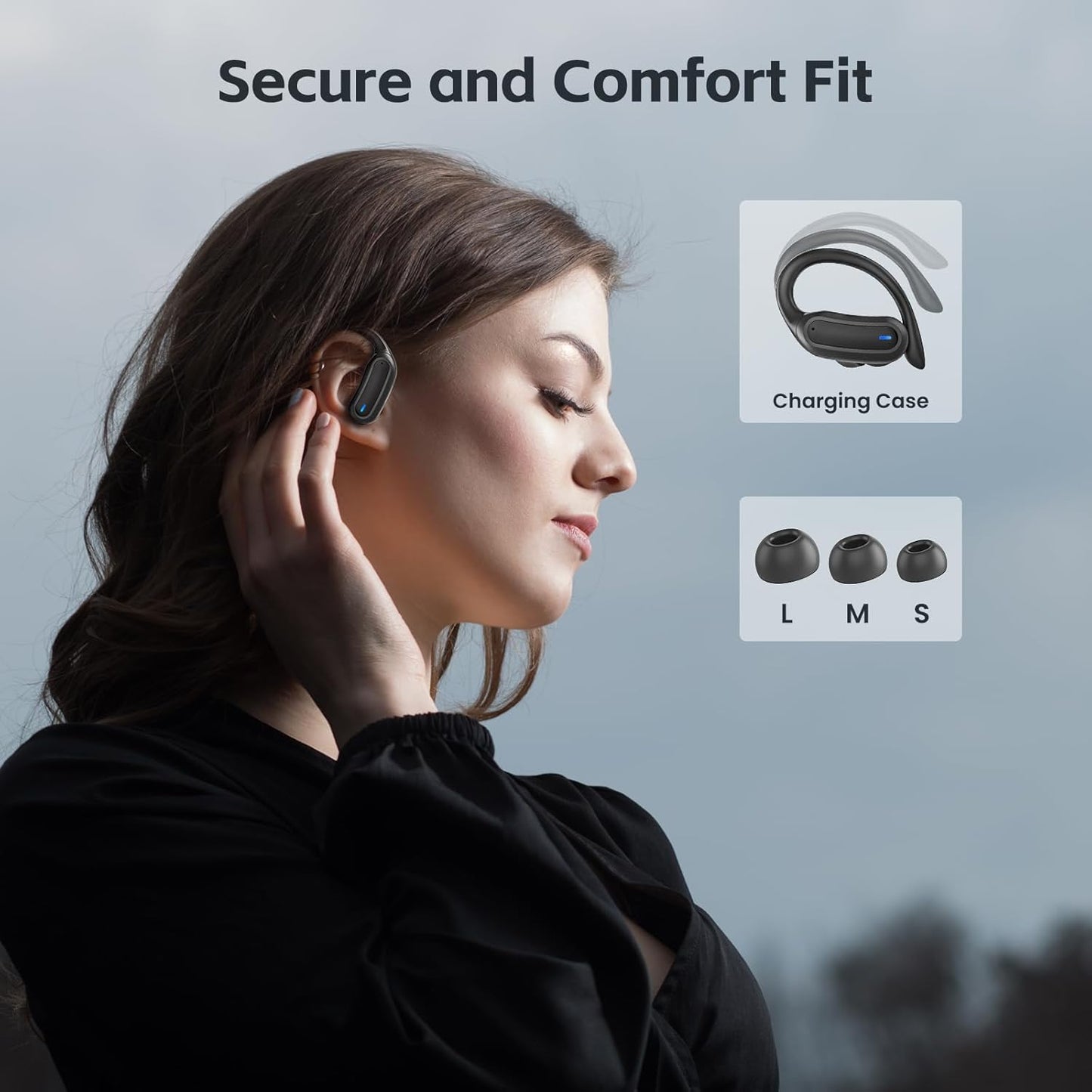 Bluetooth 5.4 Wireless Earbuds, IPX7, Noise Cancelling, Fast Charging, Black Mobile Arcade Ltd