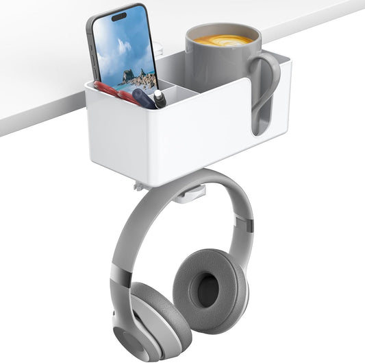 KDD 4-in-1 Desk Organiser – Under-Desk Cup Holder, Headphone Hook & Storage Mobile Arcade Ltd