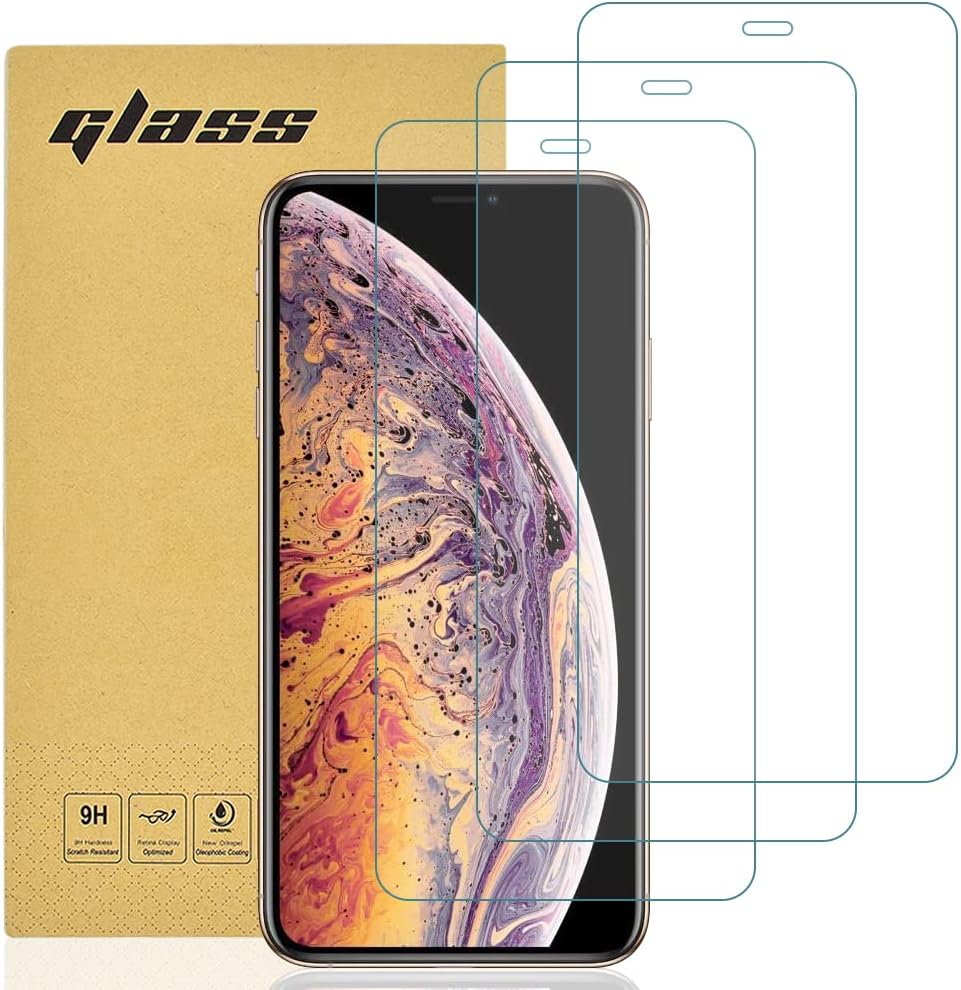 3-Pack Tempered Glass Screen Protector for iPhone X/XS/11 Pro, 5.8", Case Friendly