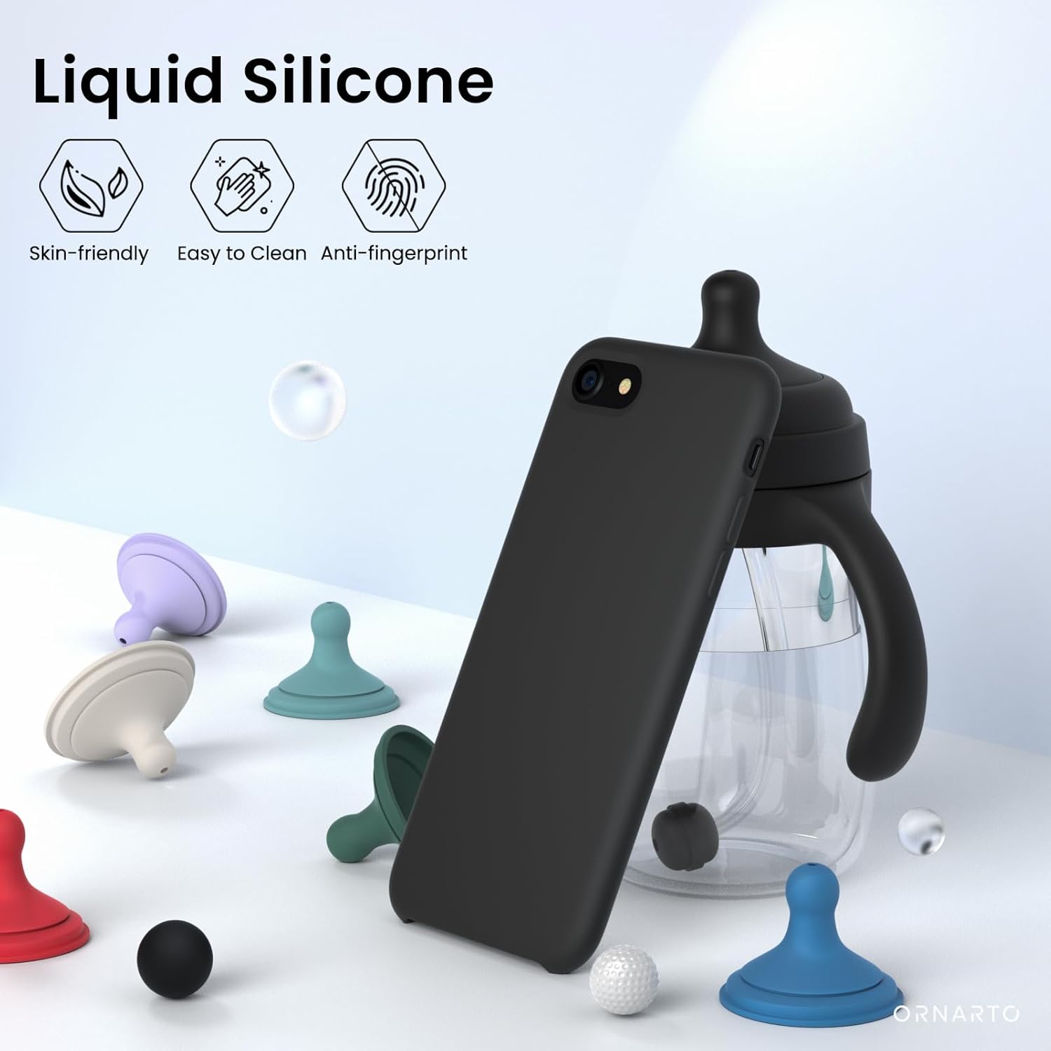 ORNARTO Silicone Case iPhone SE 2022/2020/7/8 Soft Gel Red Cover with Lining Mobile Arcade Ltd