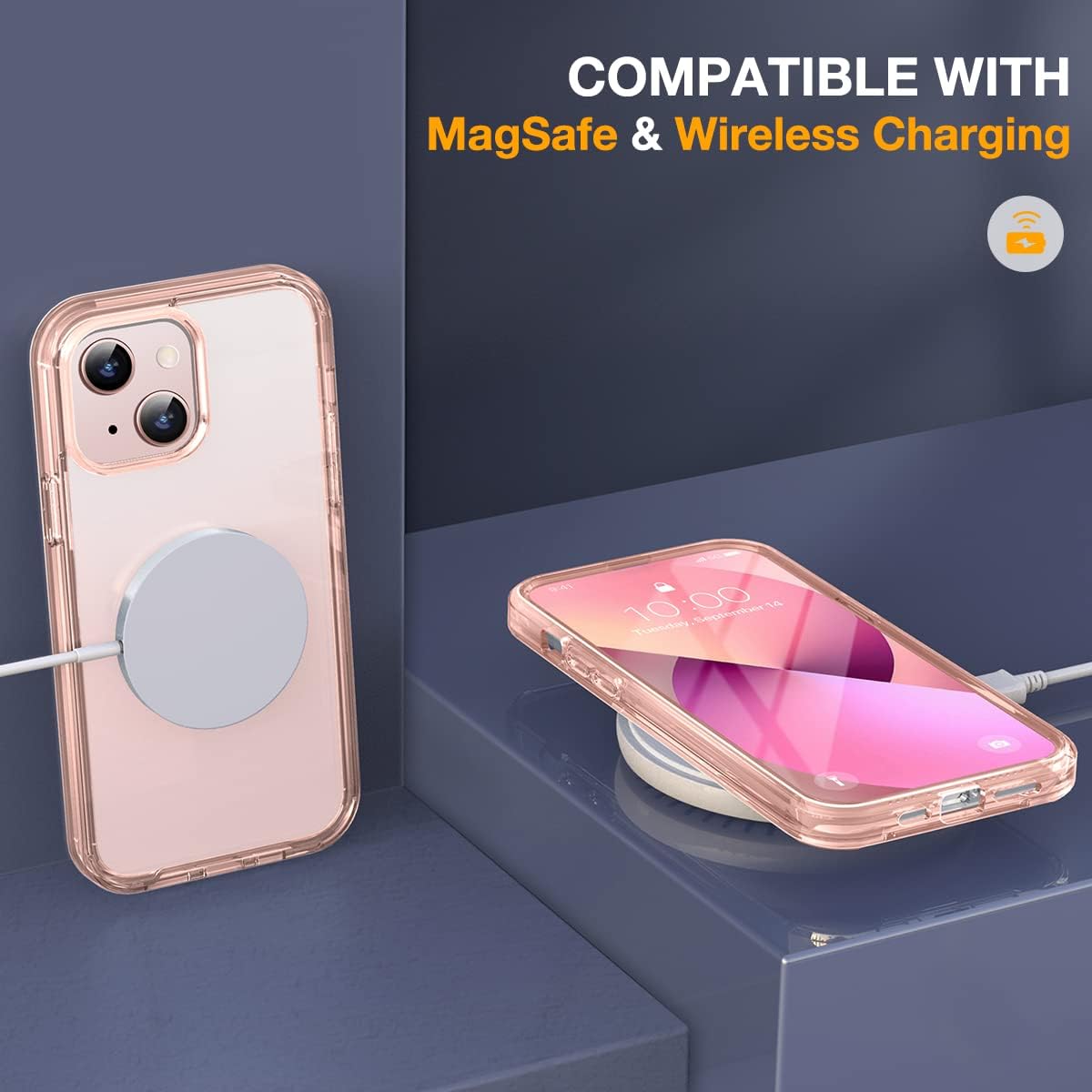 iPhone 13 Case 6.1" Clear Pink Full Body with Glass Screen Protector Mobile Arcade Ltd