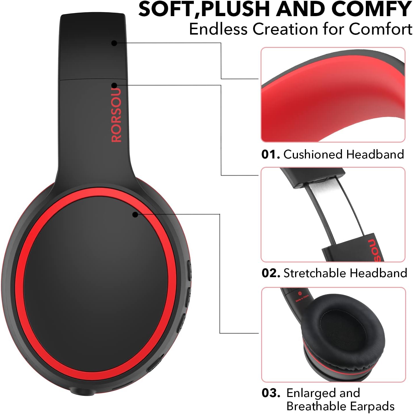 Bluetooth Over-Ear Headphones, 50H Playtime, Bass Mode, Mic, Foldable, Black Mobile Arcade Ltd