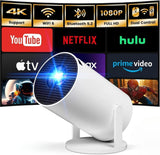 Mini Projector WiFi 6 Bluetooth 4K 1080P 180° Rotatable Screen 130''
