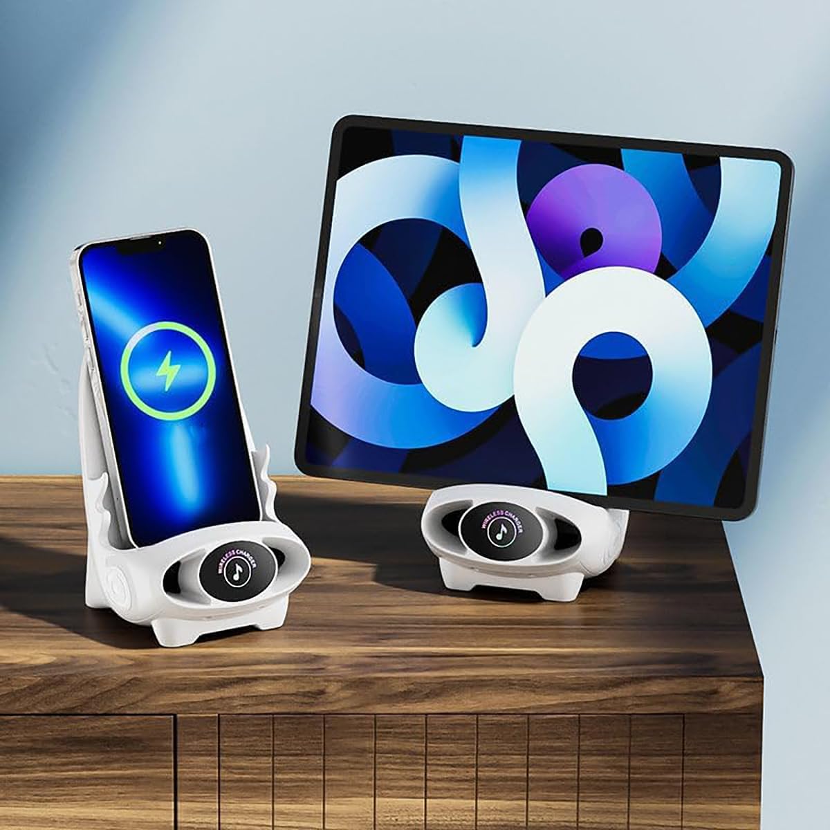Mini Chair Wireless Charger 15W Fast Charging Phone Holder Stand White Mobile Arcade Ltd