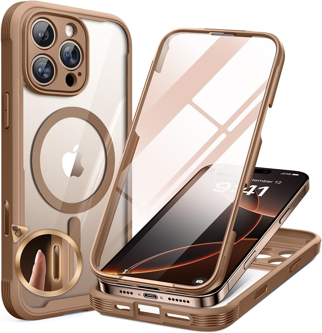Miracase Magnetic iPhone 16 Pro Max Case 6.9" w/ Glass + MagSafe - Titanium