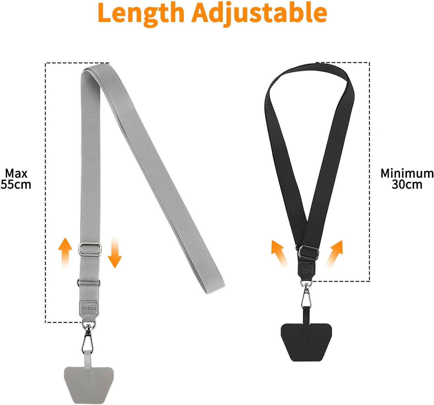 Universal Mobile Phone Chain – Adjustable Lanyard Strap with 2 Patches (2 Pack) Mobile Arcade Ltd