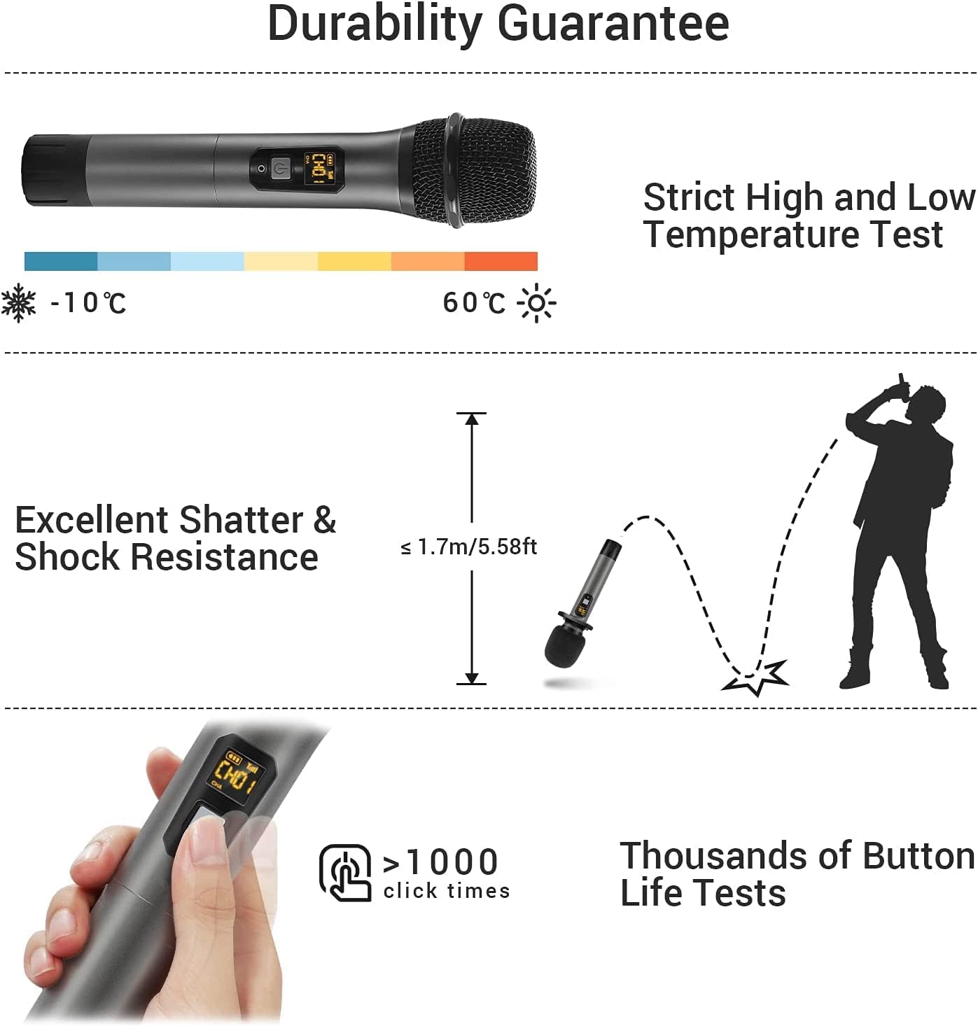 cTONOR TW820 Dual Wireless UHF Microphones System – Handheld Mics for Karaoke Mobile Arcade Ltd