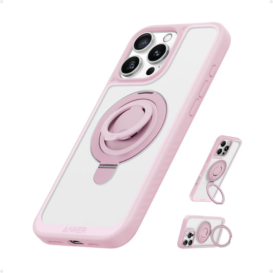 iPhone 16 Pro Max MagSafe Ring Stand Case Pink Shockproof Grip Kickstand
