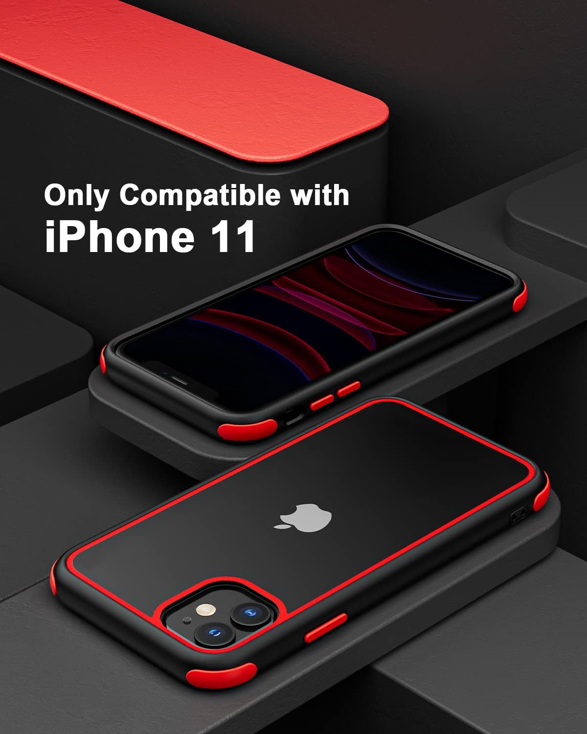 iPhone 11 Case Black Red Ultra Thin Hybrid Shockproof TPU Bumper Cover Mobile Arcade Ltd
