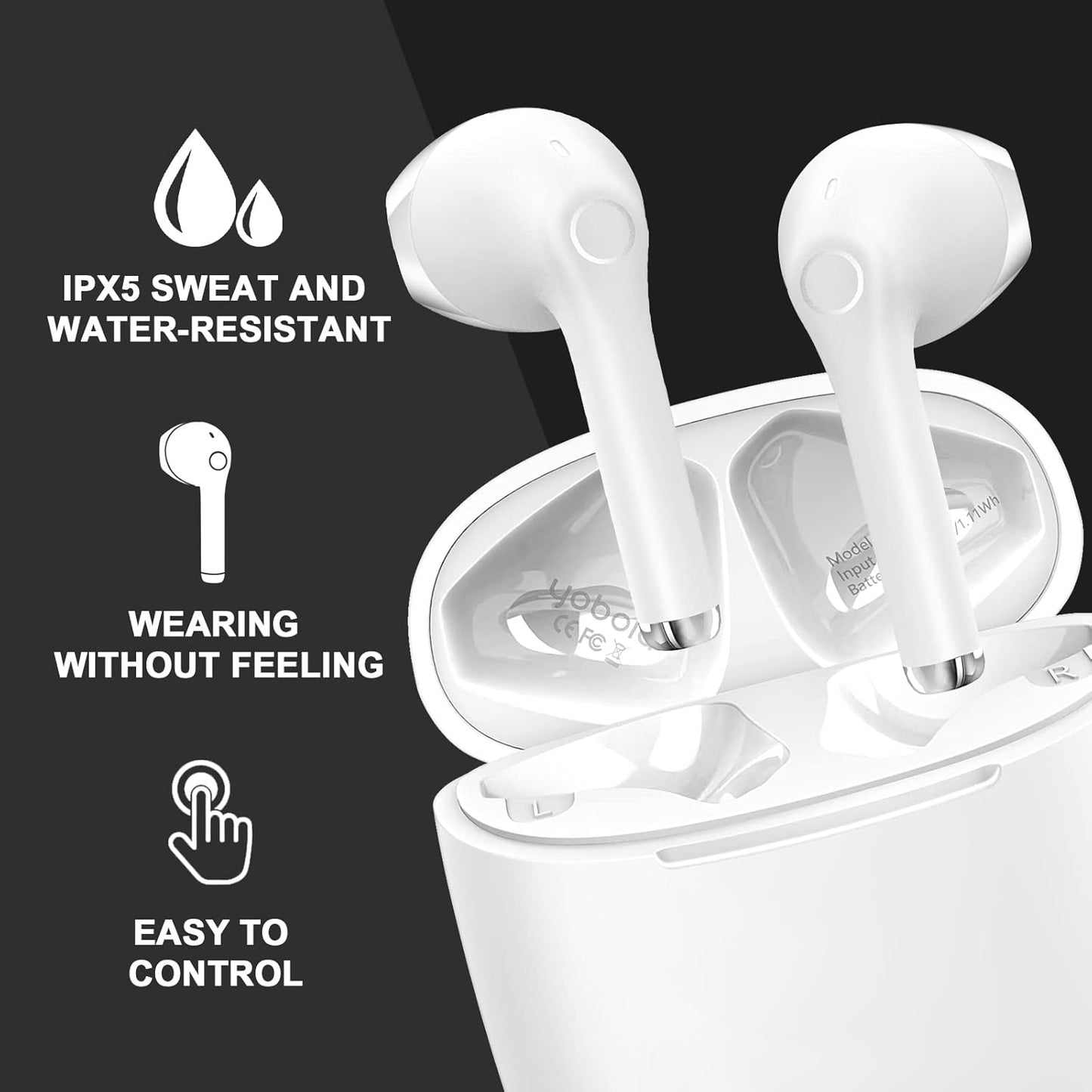 Mini Wireless Bluetooth Earbuds, 25H Playtime, Mic, Touch, IPX5, Deep Bass Mobile Arcade Ltd