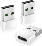 3-Pack USB to USB-C Adapter for iPhone 16/15/14, iPad, AirPods, Galaxy, More