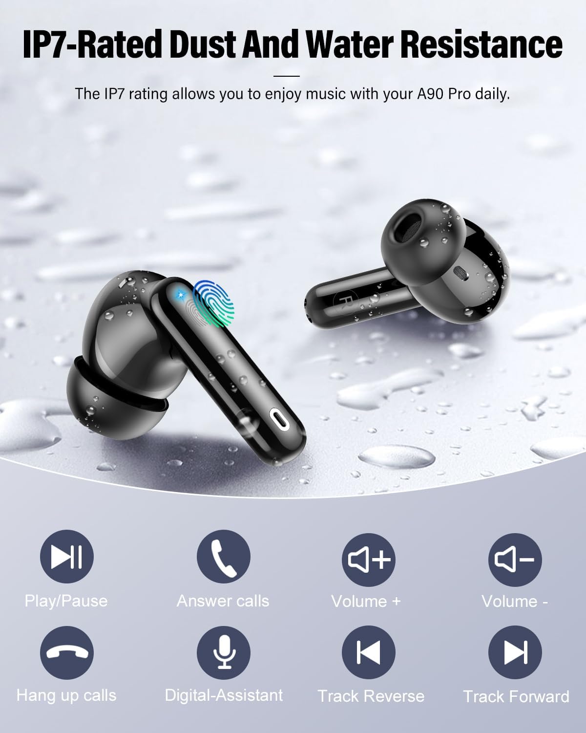 Bluetooth 5.4 Wireless Earbuds, Bass Stereo, Noise Cancelling Mic, IP7 Waterproof Mobile Arcade Ltd