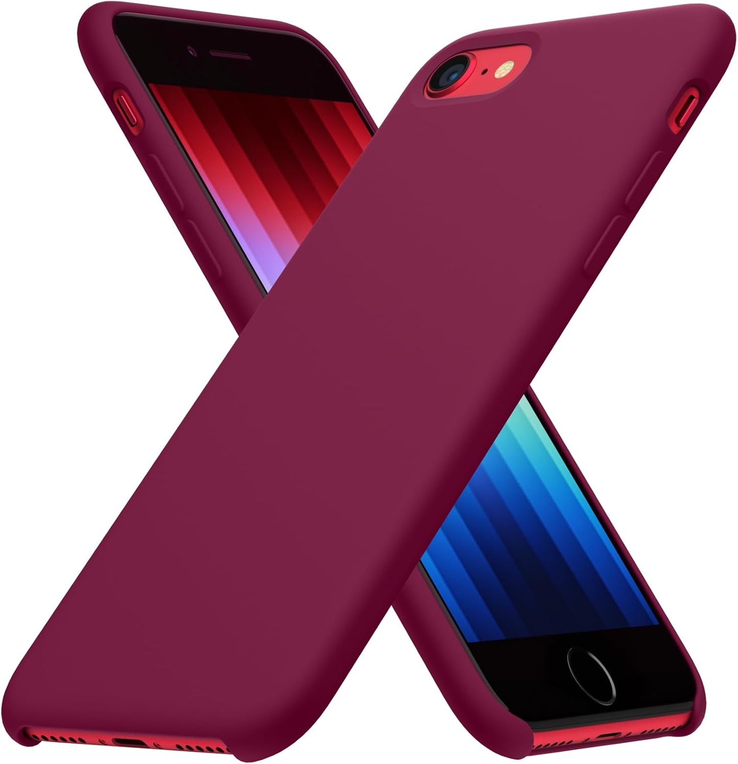 ORNARTO Silicone Case iPhone SE 2022/2020/7/8 Soft Gel Red Cover with Lining Mobile Arcade Ltd