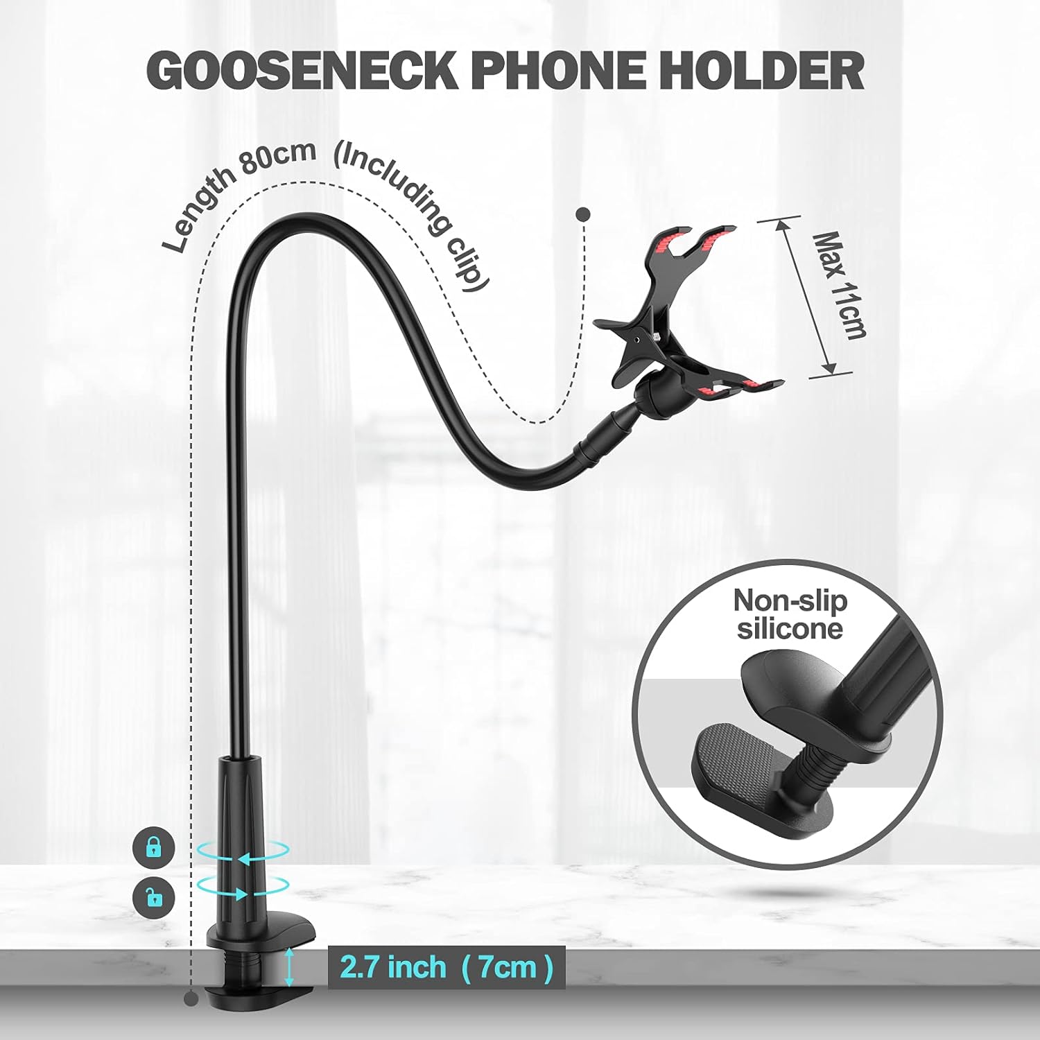 Gooseneck Flexible Phone Holder for Bed – 360° Adjustable Lazy Arm Mount Mobile Arcade Ltd