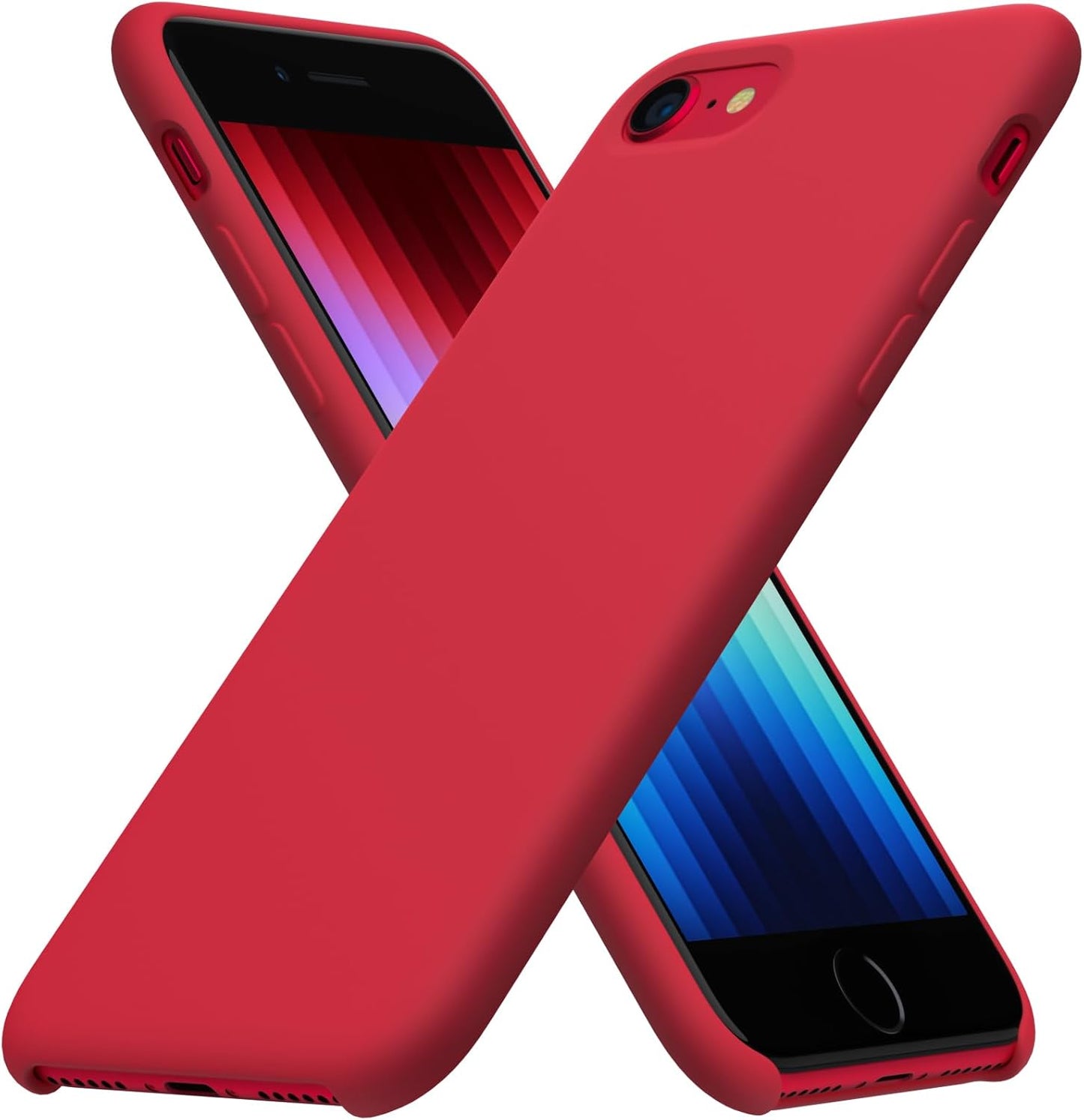 ORNARTO Silicone Case iPhone SE 2022/2020/7/8 Soft Gel Red Cover with Lining Mobile Arcade Ltd