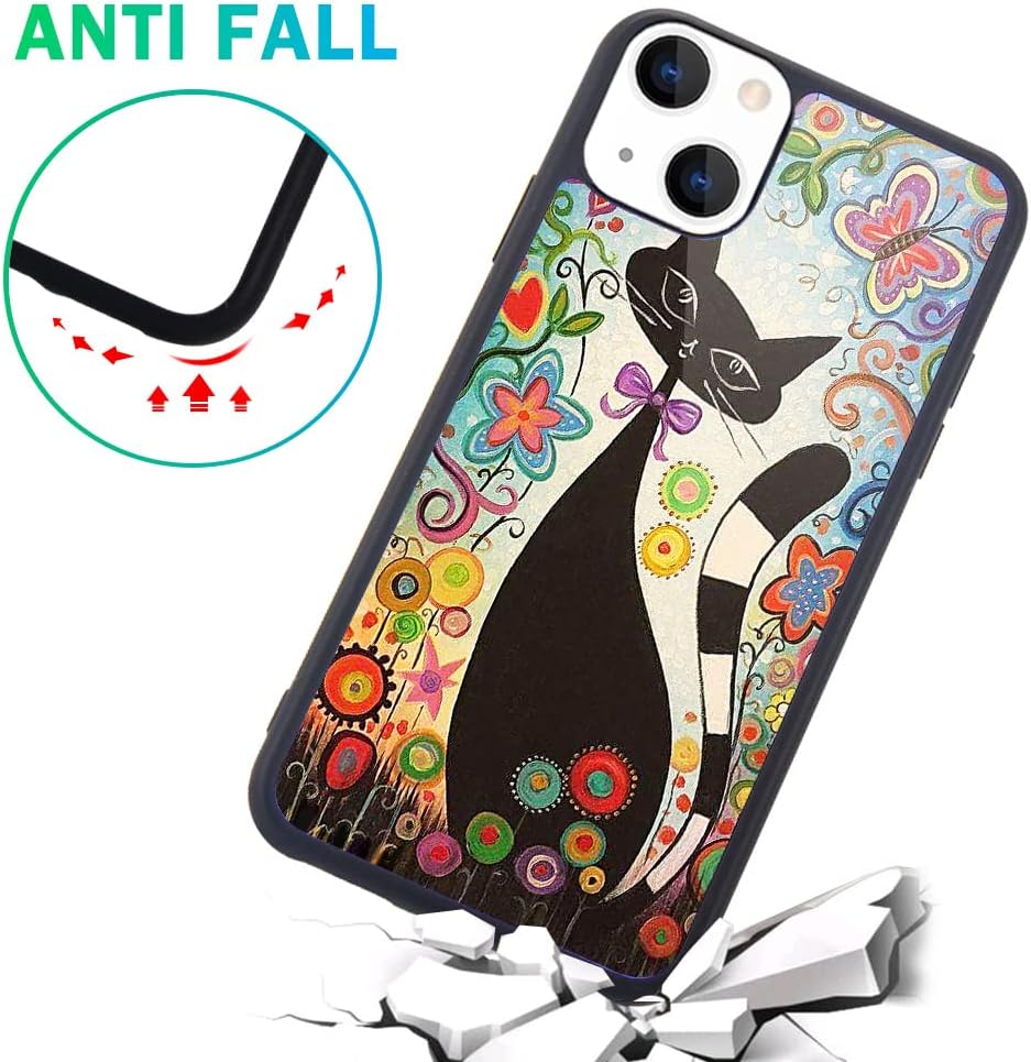 iPhone 13 Case Cute Colorful Cat Design Soft Bumper Hard Back Cover 6.1" Mobile Arcade Ltd
