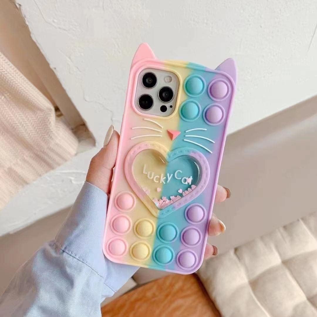 iPhone 11 Pop Case Cute Lucky Cat Bling Push Bubble Shockproof Soft Cover Mobile Arcade Ltd