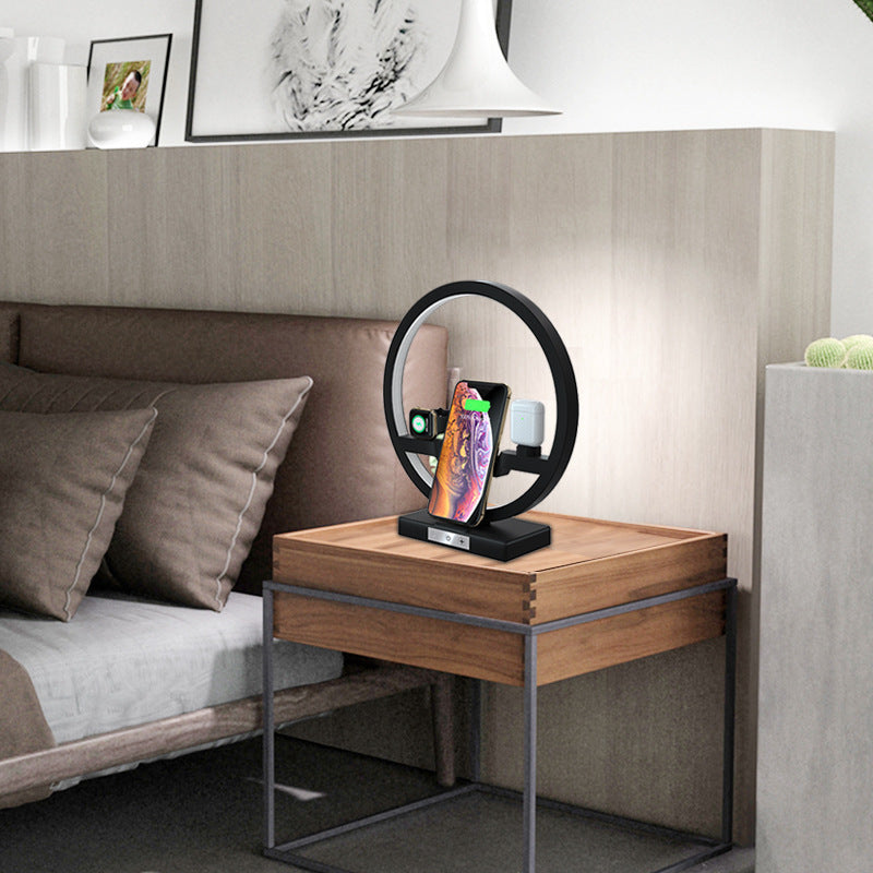 4 in 1 Bedside Lamp with Fast Wireless Charger & Phone Bracket – Modern Design
