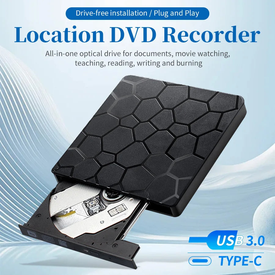 Slim External USB 3.0 Type-C DVD RW Drive | 2-in-1 DVD/CD Writer Burner Mobile Arcade Ltd