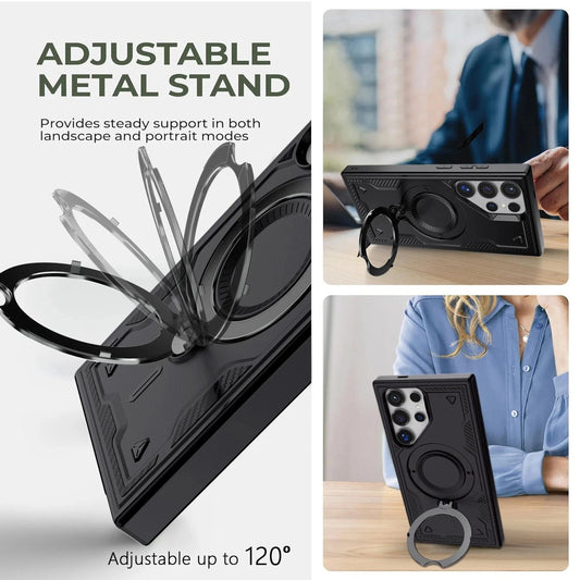 Samsung S25 Ultra Rugged Case with Magnetic Kickstand & Ring Holder Cover Mobile Arcade Ltd