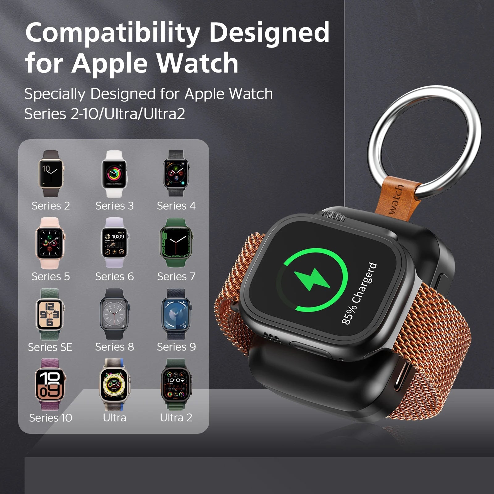 Mini Magnetic Wireless Power Bank 1200mAh for Apple Watch | Portable Fast Charger with USB-C Cable Mobile Arcade Ltd