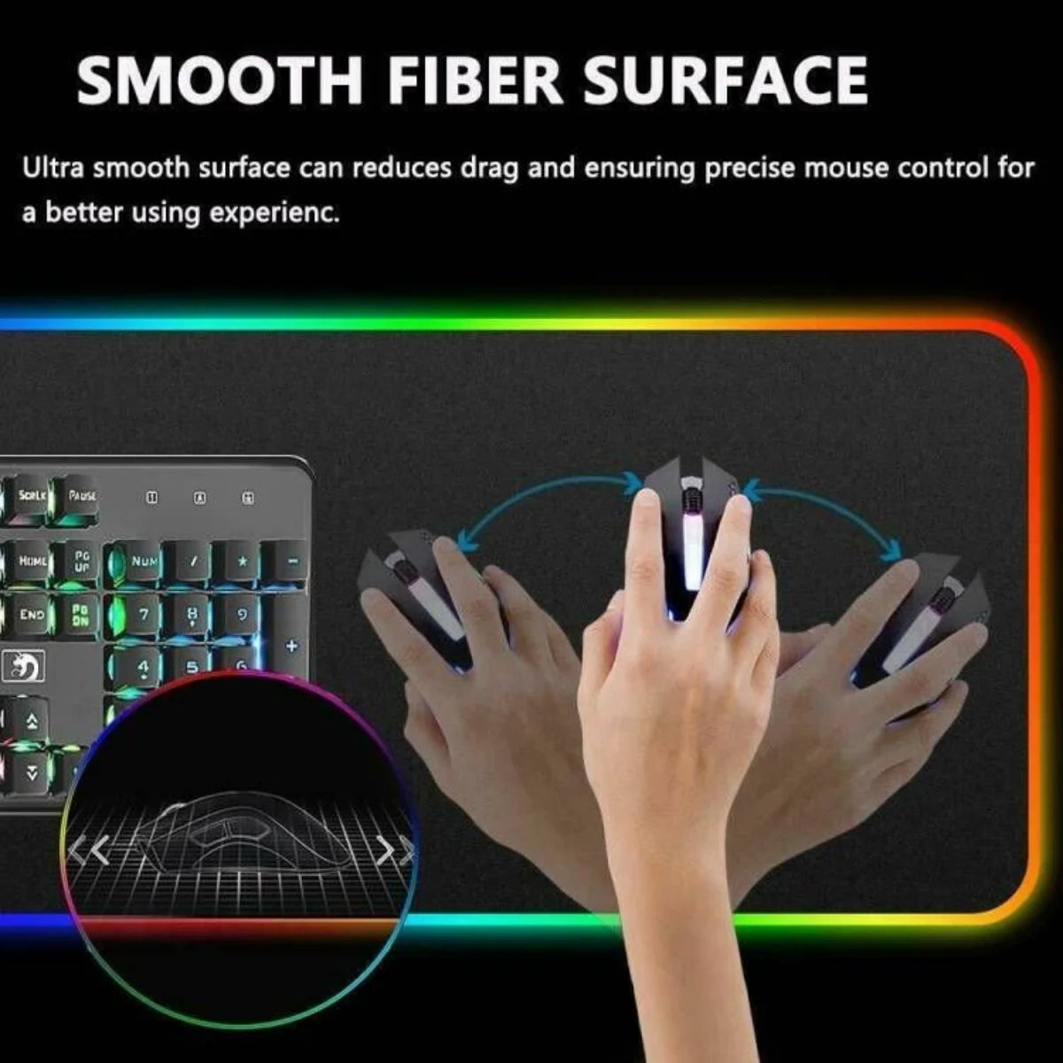 RGB LED Gaming Mouse Pad for PC Computer – 10 Lighting Modes Non-Slip Mat Mobile Arcade Ltd