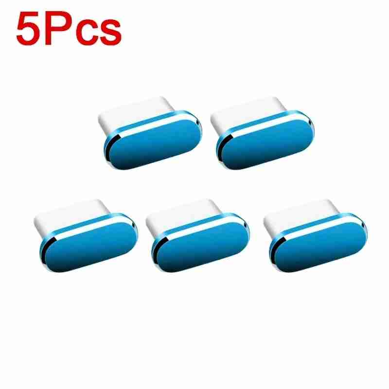 5PCS Type-C Metal Dust Plugs | Universal Charging Port Anti-Dust Stoppers Mobile Arcade Ltd