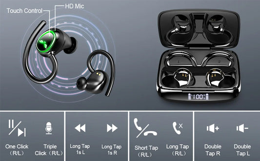Wireless Bluetooth 5.3 Earbuds with Dual Mic, 48H Playtime & LED Display Mobile Arcade Ltd