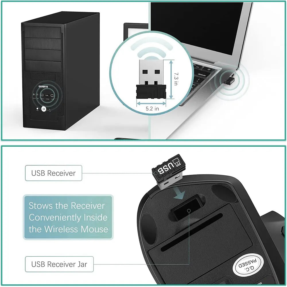 Ergonomic Vertical Wireless Mouse – 2.4GHz, 3 DPI Levels, 6 Buttons Mobile Arcade Ltd