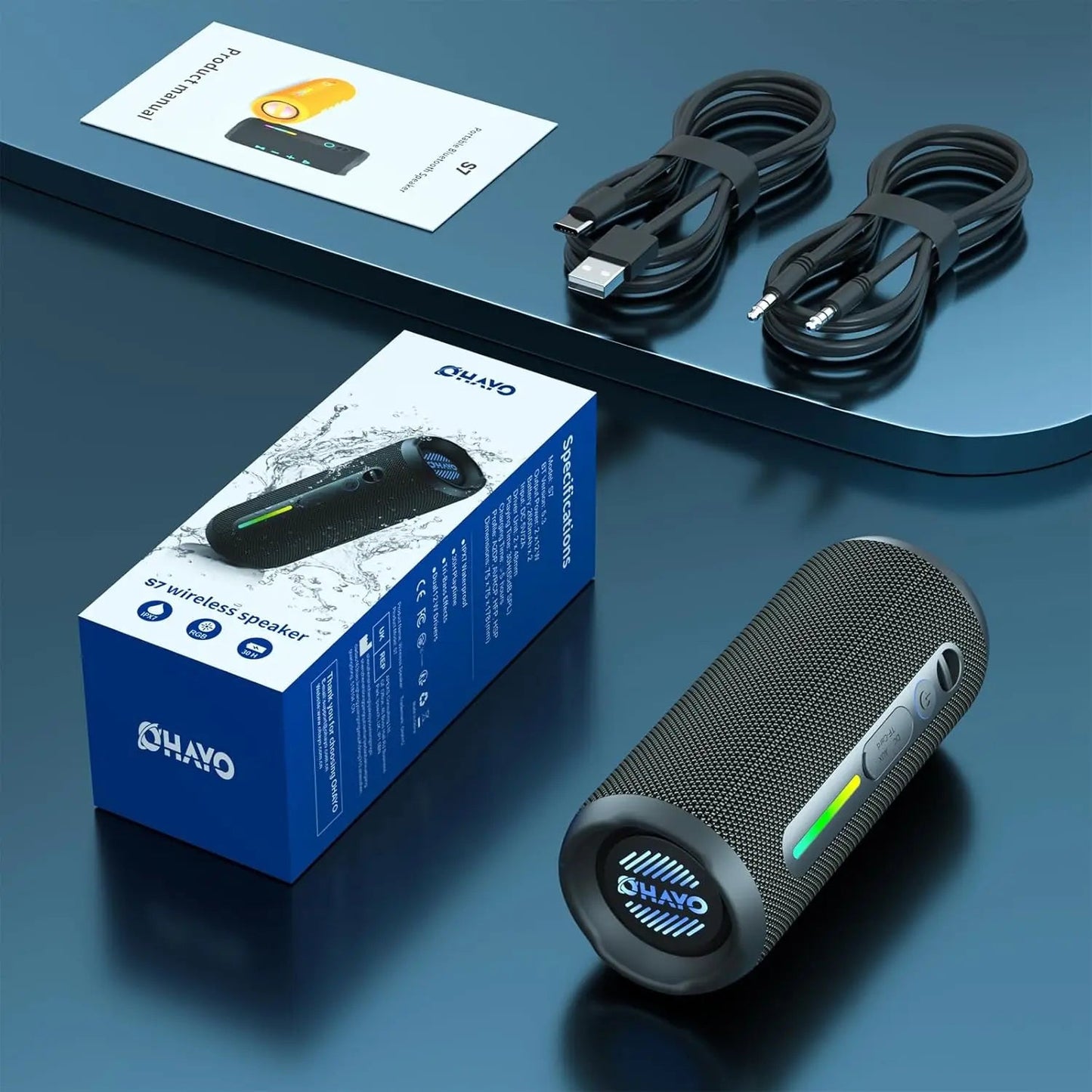 Portable Bluetooth Speaker Wireless with Lights | HD Stereo Sound | IPX7 Waterproof | TWS Pairing | AUX/TF Input | Outdoor Camping Speaker Mobile Arcade Ltd