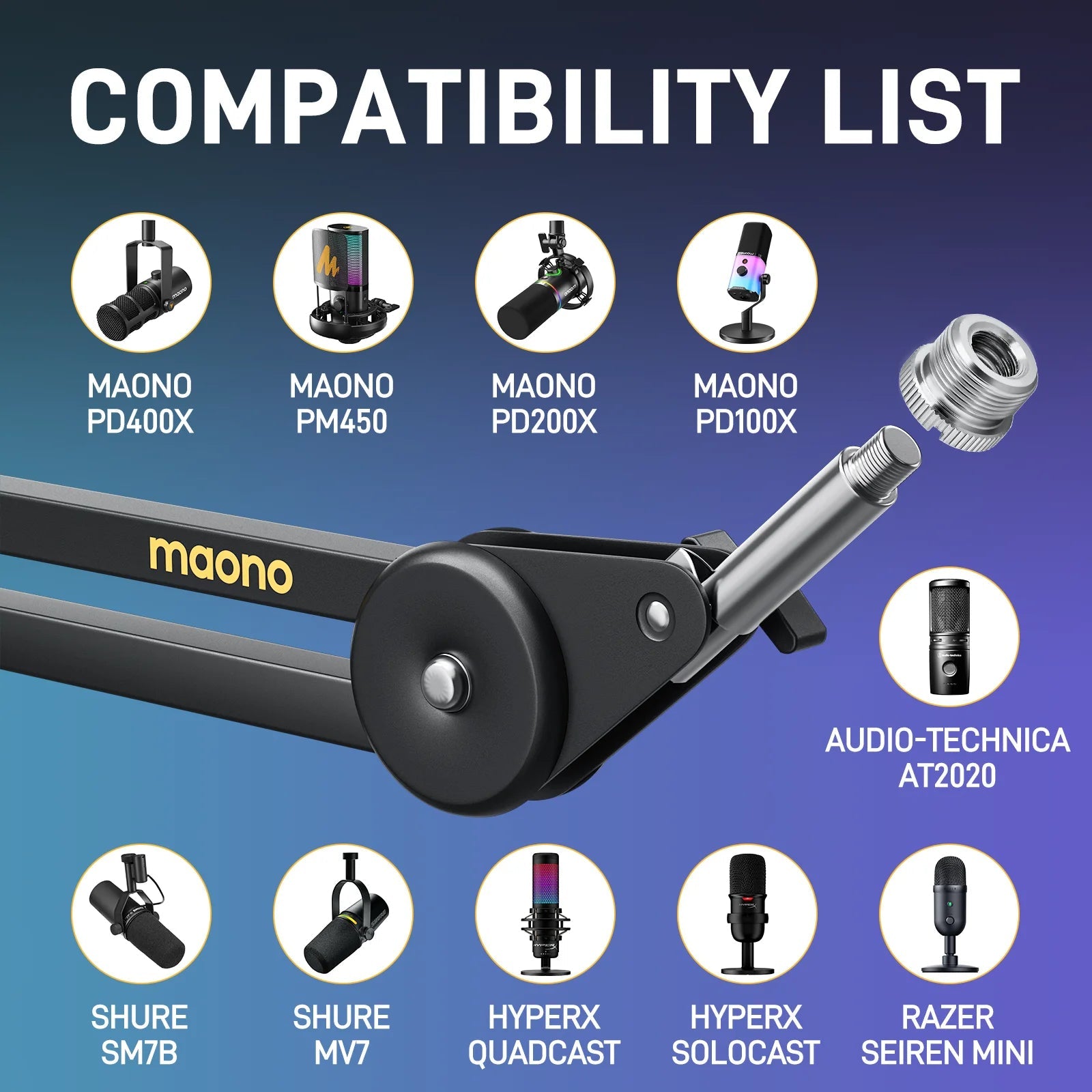 MAONO BA37 Heavy Duty Adjustable Microphone Boom Arm with Desk Clamp Mobile Arcade Ltd