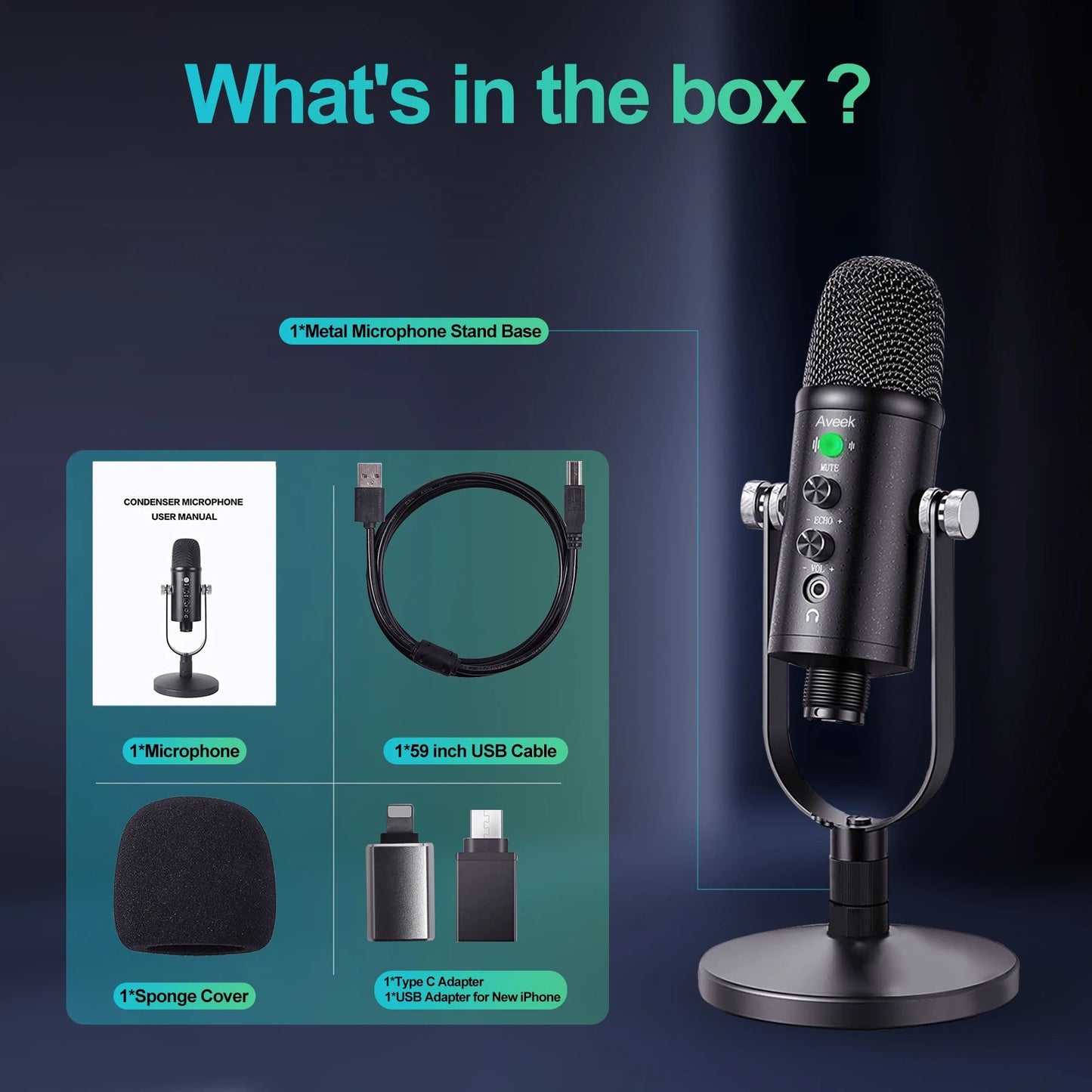 Mercase USB Condenser Microphone with Quick Mute | Plug & Play for PC & PS5 Mobile Arcade Ltd