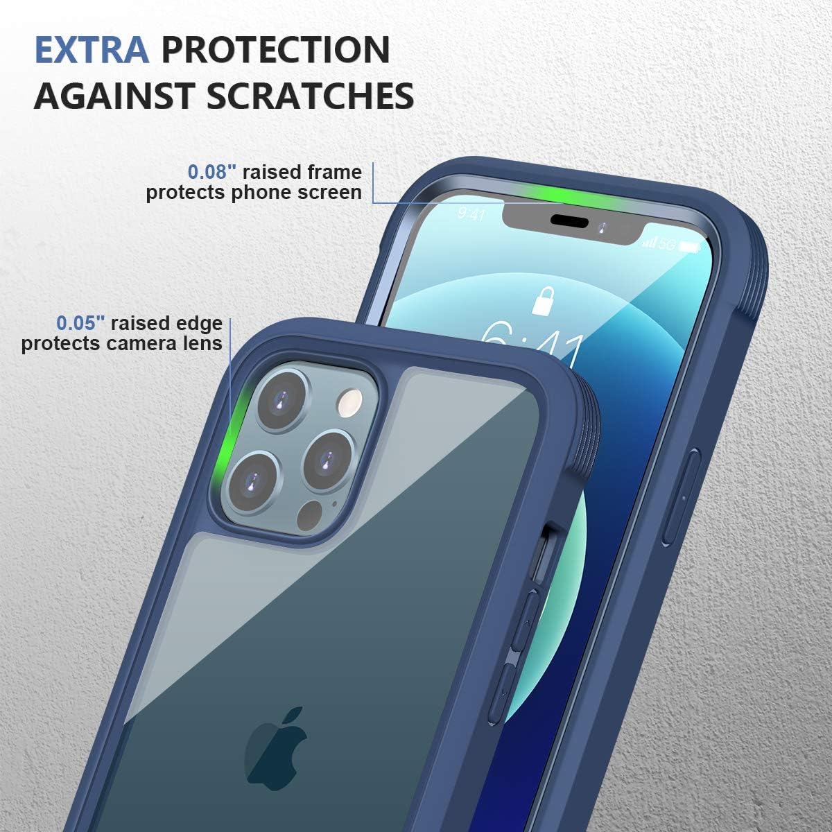 iPhone 12/12 Pro Case 6.1" Dark Blue Glass Full Body Clear Cover Mobile Arcade Ltd
