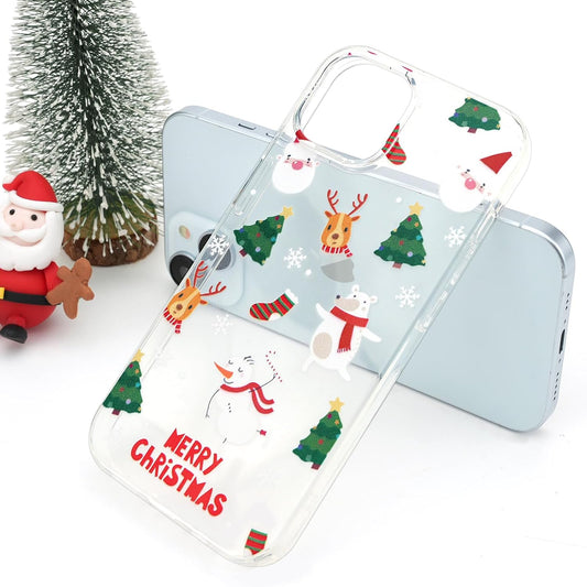 iPhone 15 Pro Xmas Case Cute Christmas Dolls Clear Slim Soft Shockproof Cover Mobile Arcade Ltd