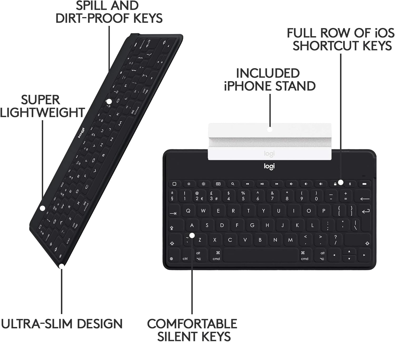 Wireless Bluetooth Keyboard – Ultra-Portable, Spill-Proof, QWERTY UK Layout Mobile Arcade Ltd