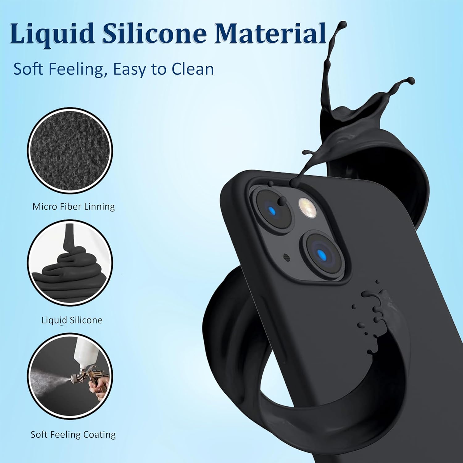 iPhone 13 Case Black Gel Rubber Shockproof Full Body Drop Protection Cover Mobile Arcade Ltd