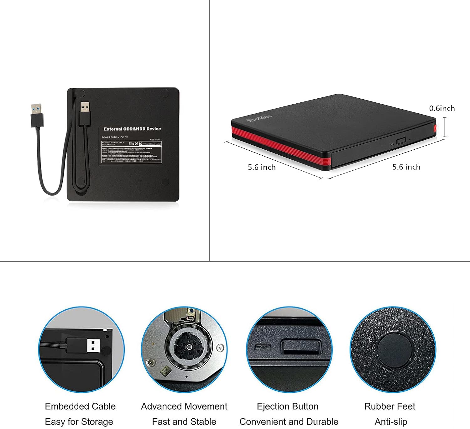 Rioddas USB 3.0 External CD/DVD Drive Burner for Laptop, PC, Mac & Linux Mobile Arcade Ltd