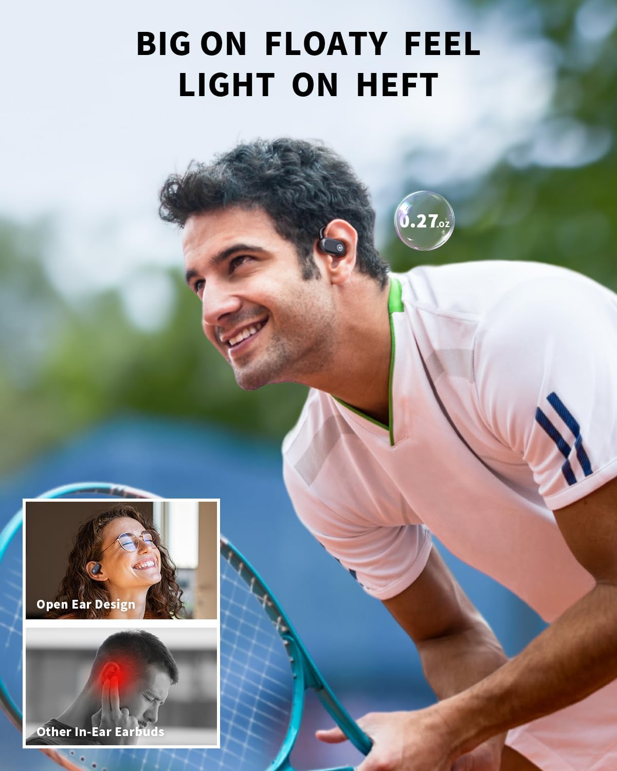 Open-Ear Bluetooth 5.4 Headphones, 60H Playtime, Mic, IPX6, Lightweight Fit Mobile Arcade Ltd
