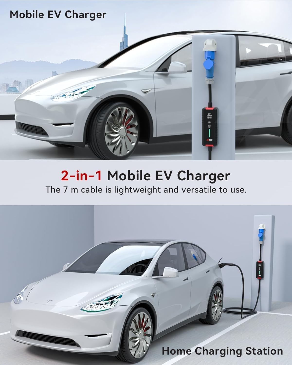 MCEVKELN Type 2 to CEE EV Charger Cable 7M 7KW 32A Mode 3 with Timer Mobile Arcade Ltd