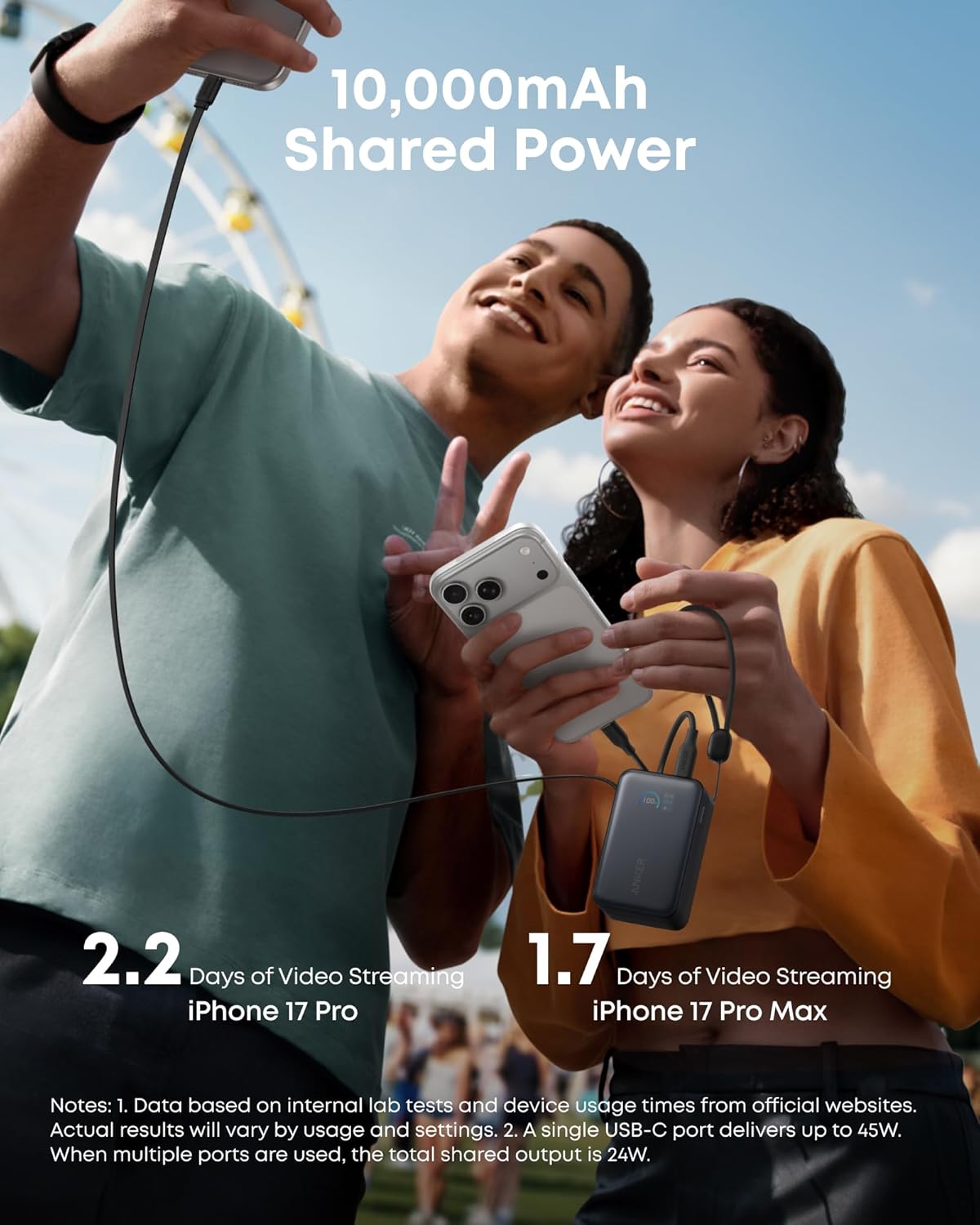 Anker Nano 10,000mAh Power Bank with 45W Fast Charging & Built-In Retractable Cable Mobile Arcade Ltd