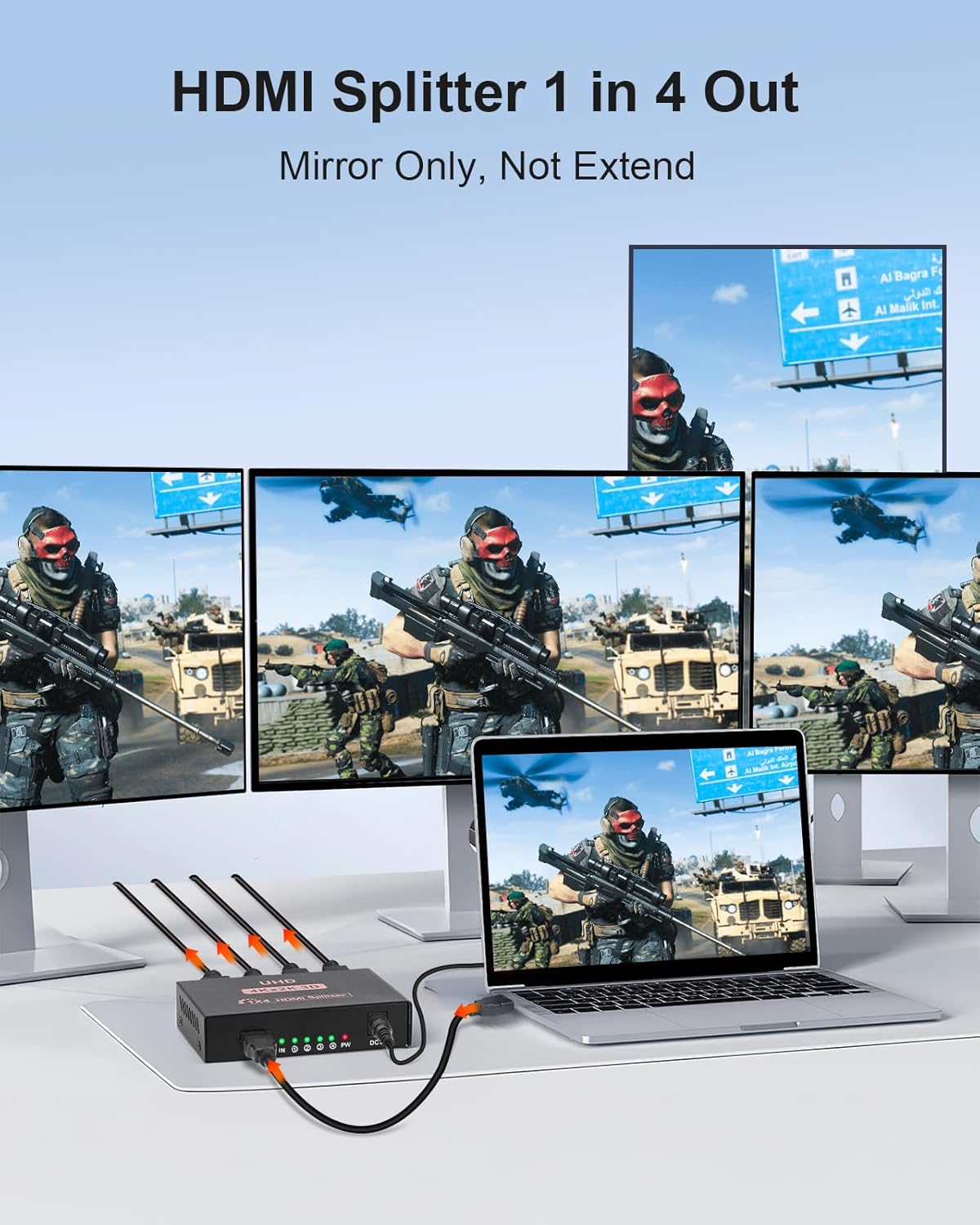 L'Puluva HDMI Splitter 1 In 4 Out 4K UHD for PC Laptop HDTV Xbox PS4 PS5 Mobile Arcade Ltd