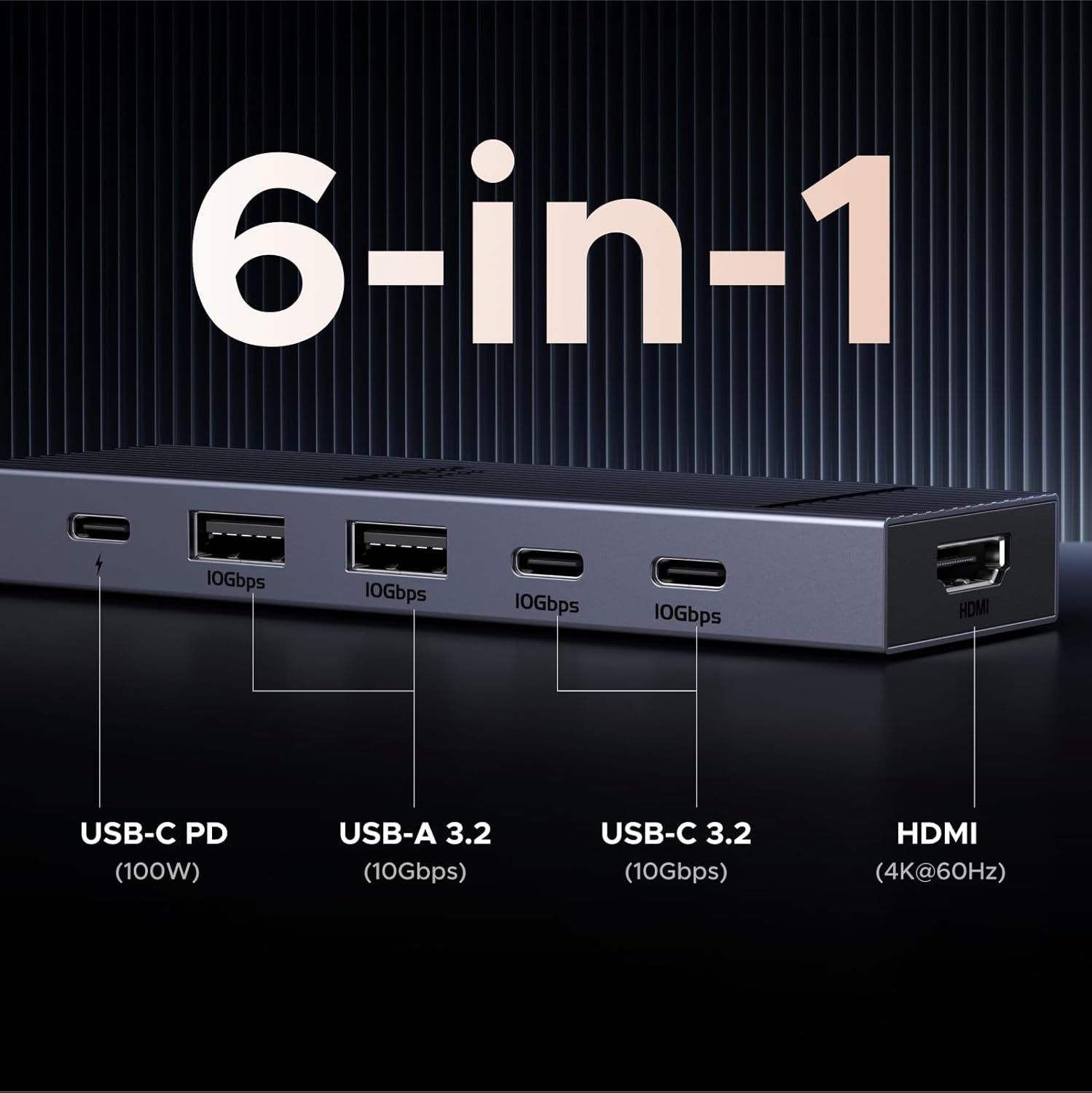 Revodok Pro 106 USB C Hub 6-in-1 Adapter with 4K HDMI & 100W PD Charging Mobile Arcade Ltd