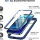 iPhone 12/12 Pro Case 6.1" Dark Blue Glass Full Body Clear Cover Mobile Arcade Ltd