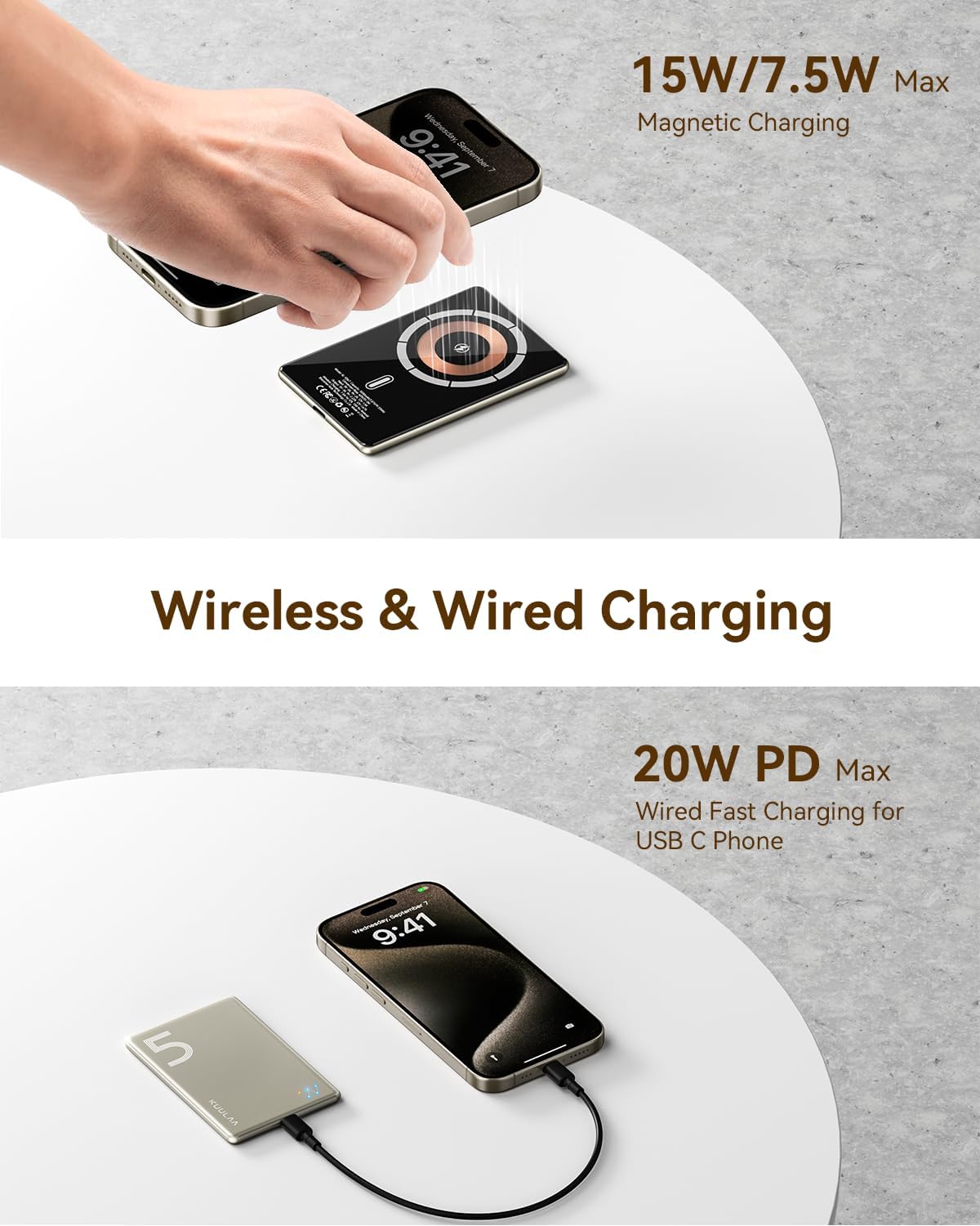 Kuulaa 5000mAh Slim MagSafe Power Bank 20W Fast USB-C Wireless Charger iPhone Mobile Arcade Ltd