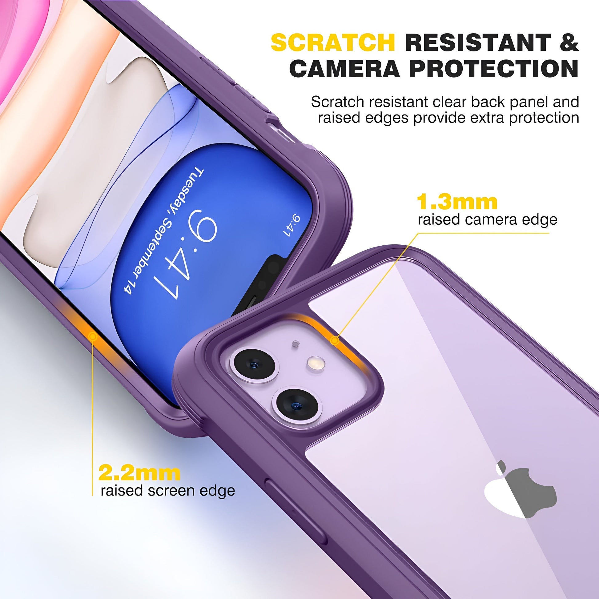 iPhone 11 Case Purple 360° Full Body with Built-in Screen Protector Clear TPU Mobile Arcade Ltd