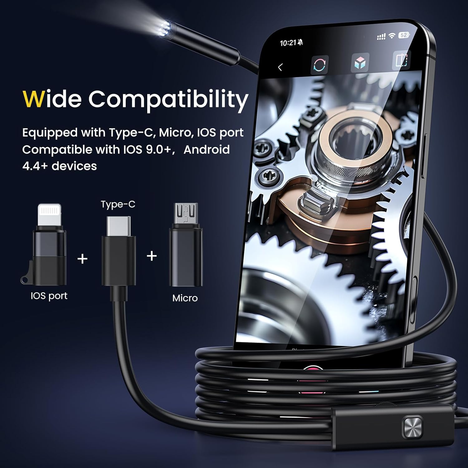FORKODA 1920 HD Endoscope Camera with 5M Cable for Android & iOS Mobile Arcade Ltd