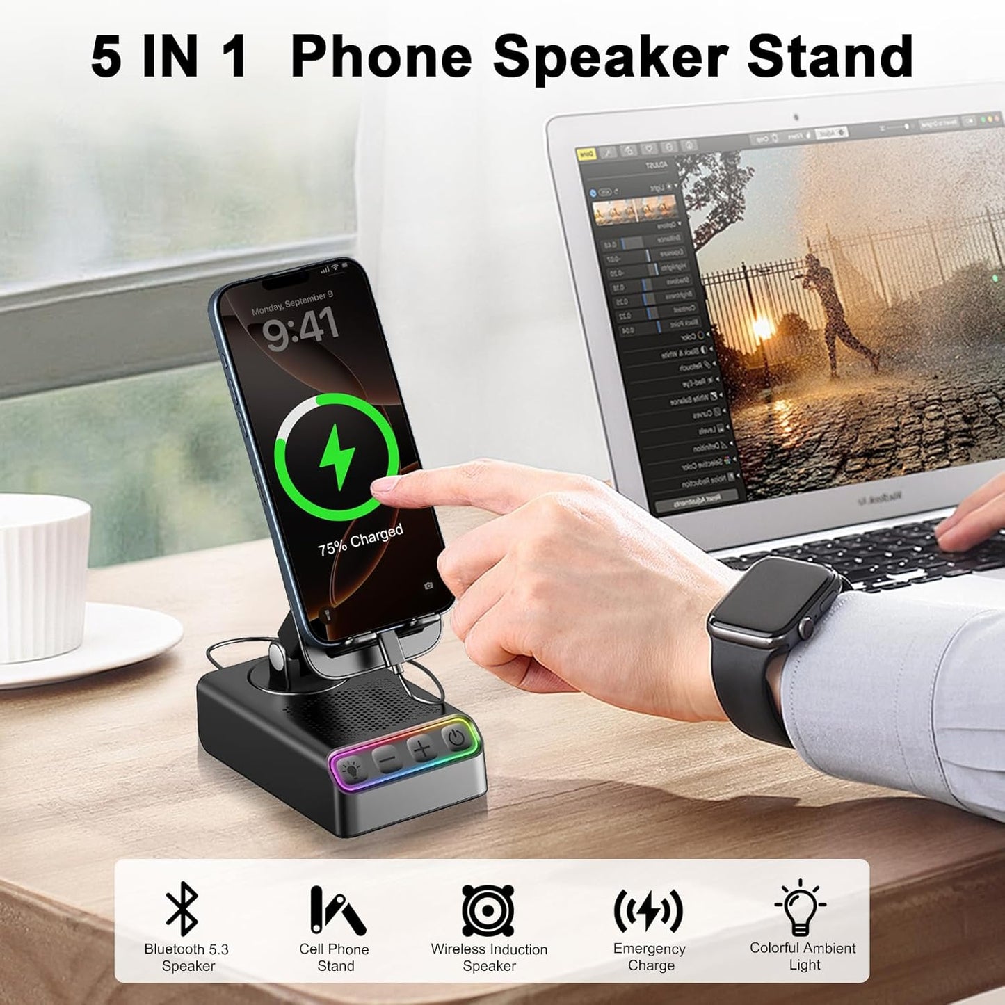 Foldable Phone Stand with Bluetooth Speaker & Smart Motion Sensing Mobile Arcade Ltd